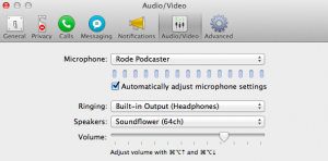 Skype audio/video settings