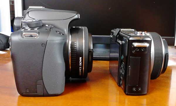 Canon sl1 lumix gf2 side