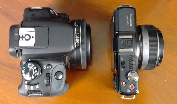 Canon sl1 lumix gf2 top