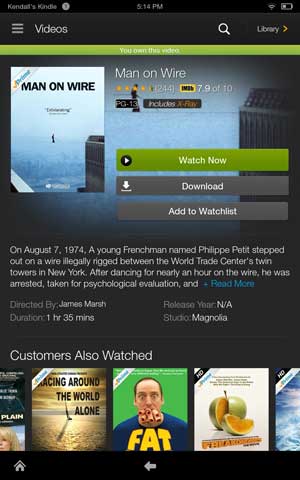Kindle fire hdx videos own