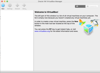 virtualbox welcome screen